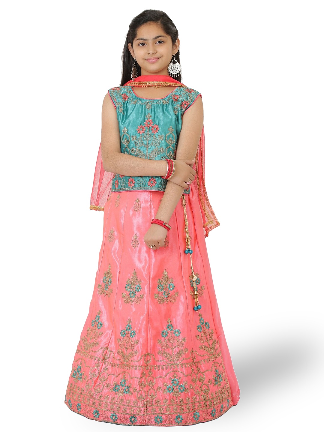 

SmartRAHO Girls Embroidered Ready to Wear Lehenga & Blouse With Dupatta, Blue