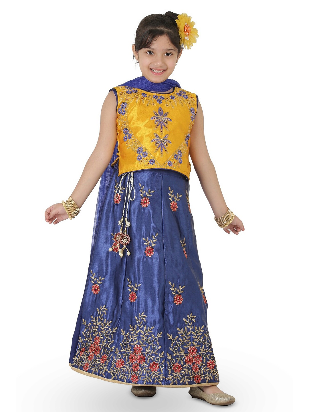 

SmartRAHO Girls Embroidered Ready to Wear Lehenga & Blouse With Dupatta, Blue