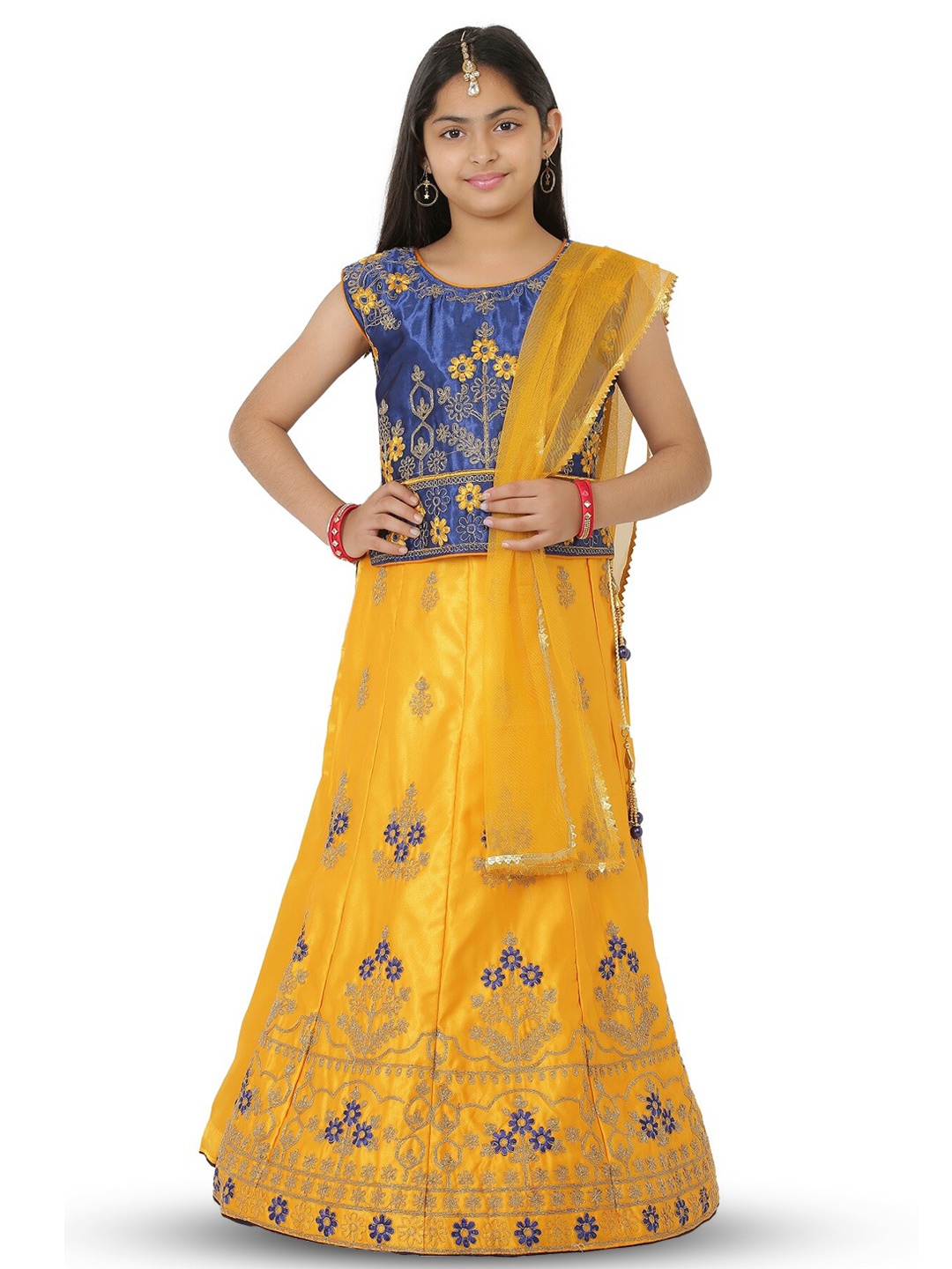 

SmartRAHO Girls Embroidered Ready to Wear Lehenga & Blouse With Dupatta, Blue