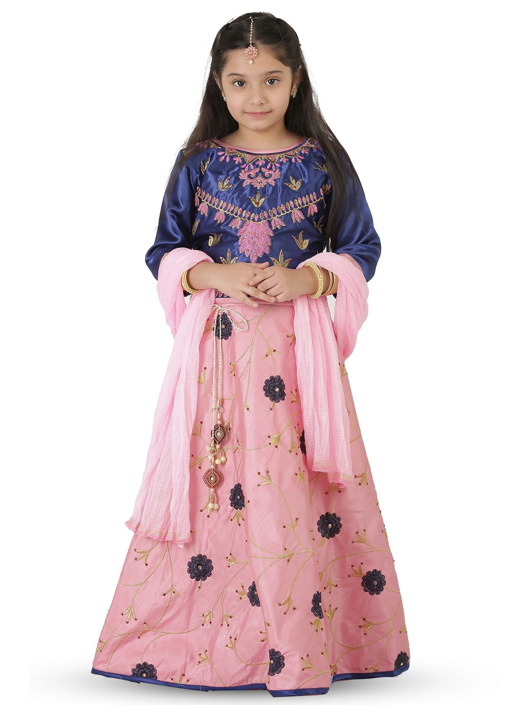 

SmartRAHO Girls Embroidered Ready to Wear Lehenga & Blouse With Dupatta, Blue