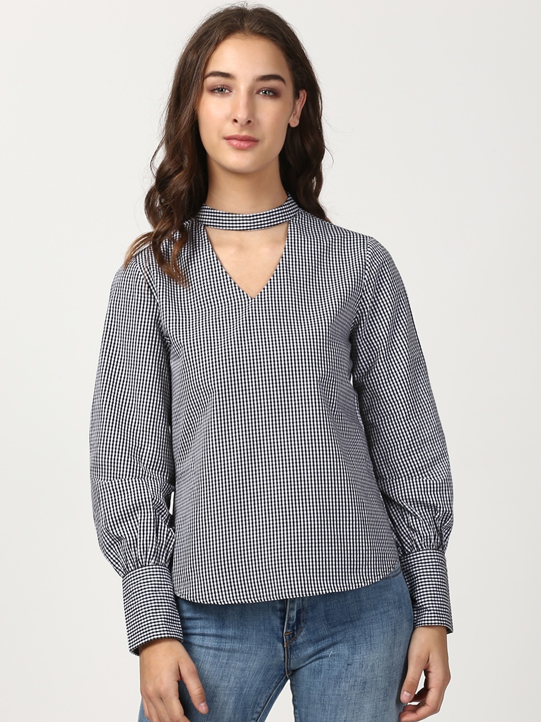 

Harpa Women Black Checked Pure Cotton Top