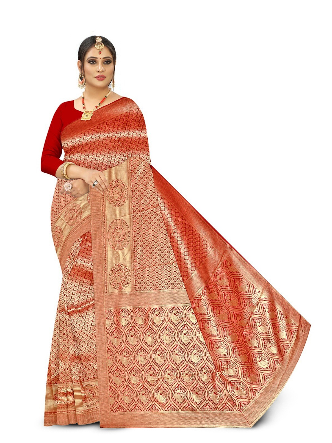 

APNISHA Ethnic Motifs Woven Design Zari Pure Silk Saree, Maroon