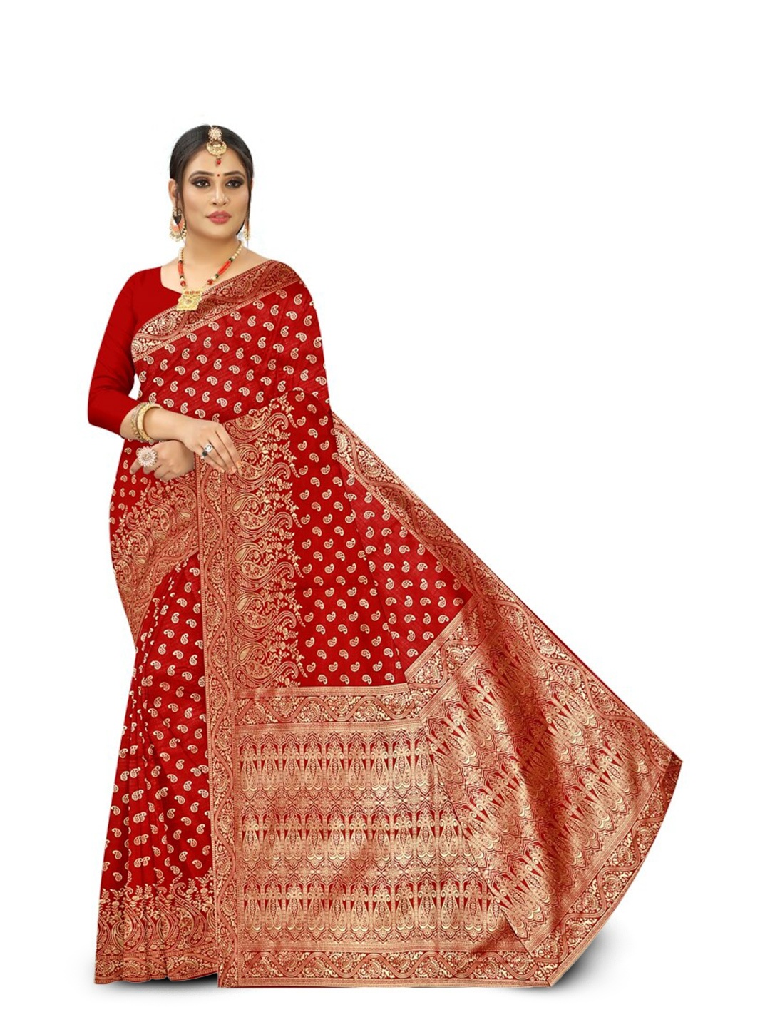

APNISHA Ethnic Motifs Woven Design Zari Pure Silk Saree, Maroon
