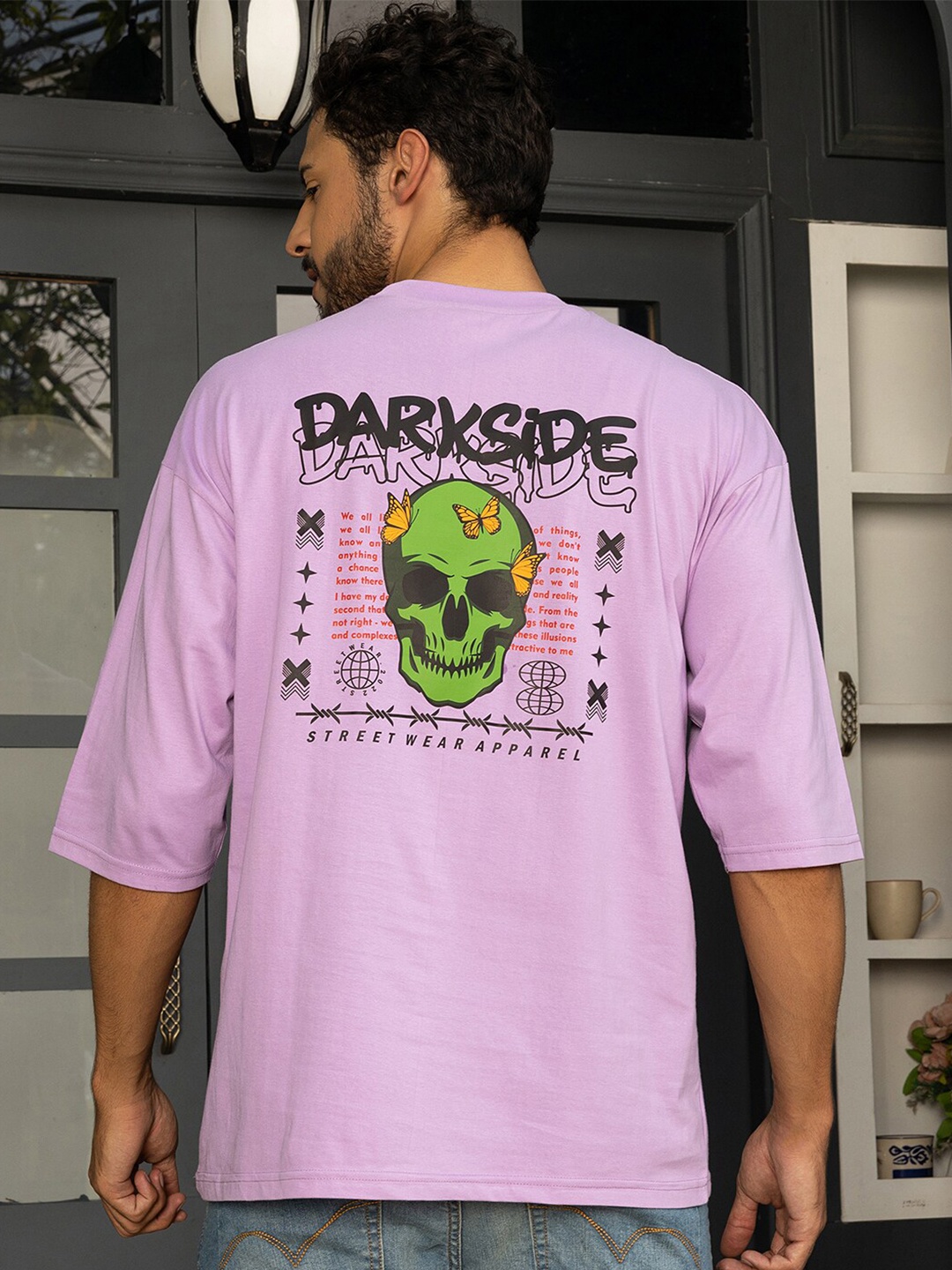 

Gavin Paris Typography Back & Chest Print Pure Cotton Oversized T-Shirt, Lavender