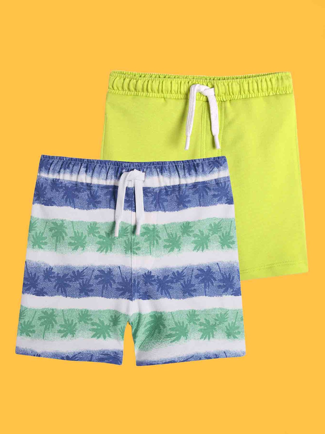 

Anthrilo Boys Pack Of 2 Conversational Printed High-Rise Cotton Shorts, White