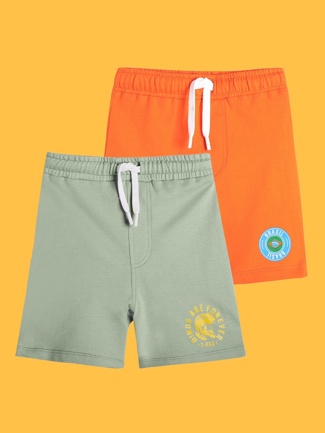 

Anthrilo Boys Pack of 2 High-Rise Cotton Shorts, Olive