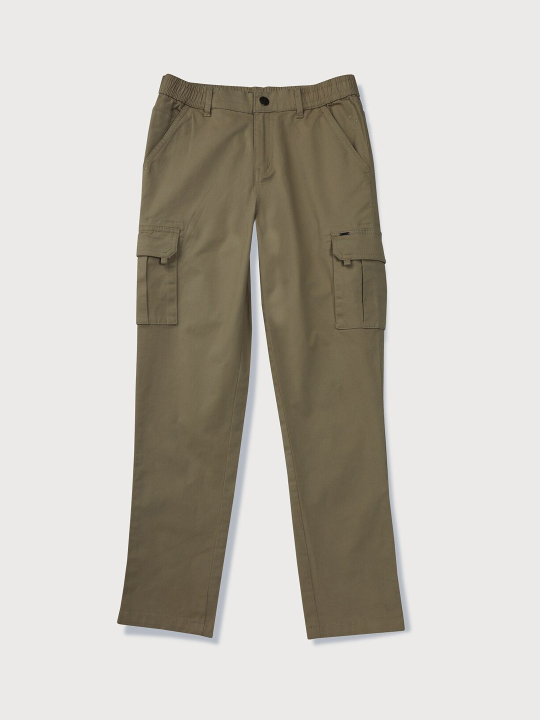 

Gini and Jony Boys Mid-Rise Cotton Cargos Trousers, Khaki