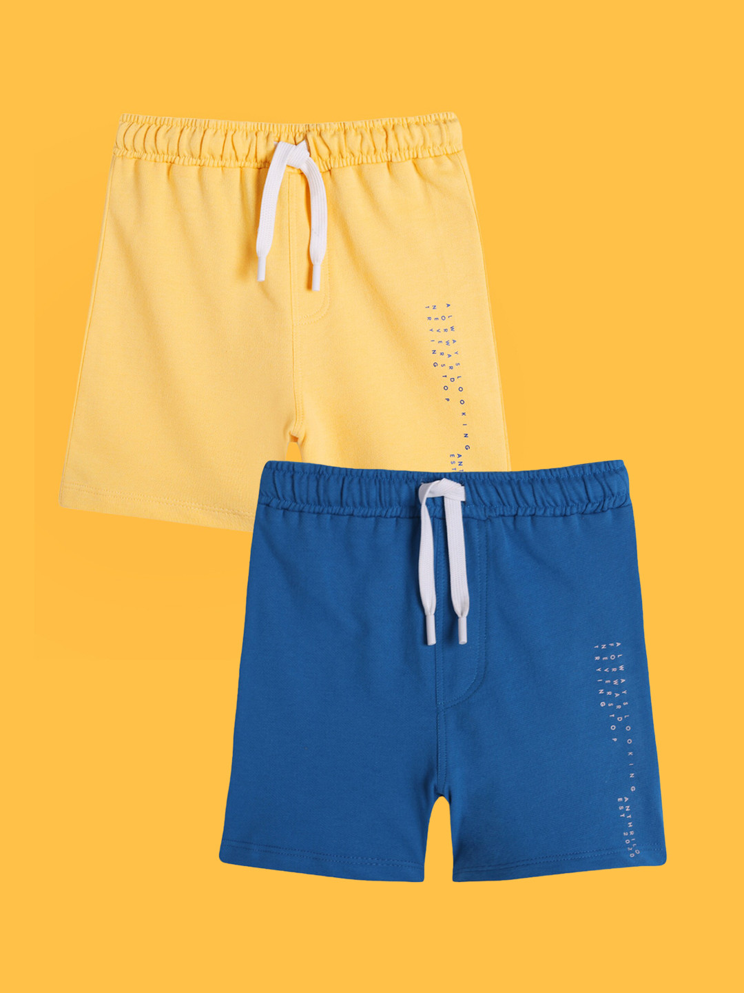 

Anthrilo Boys Pack Of 2 High-Rise Casual Cotton Shorts, Yellow
