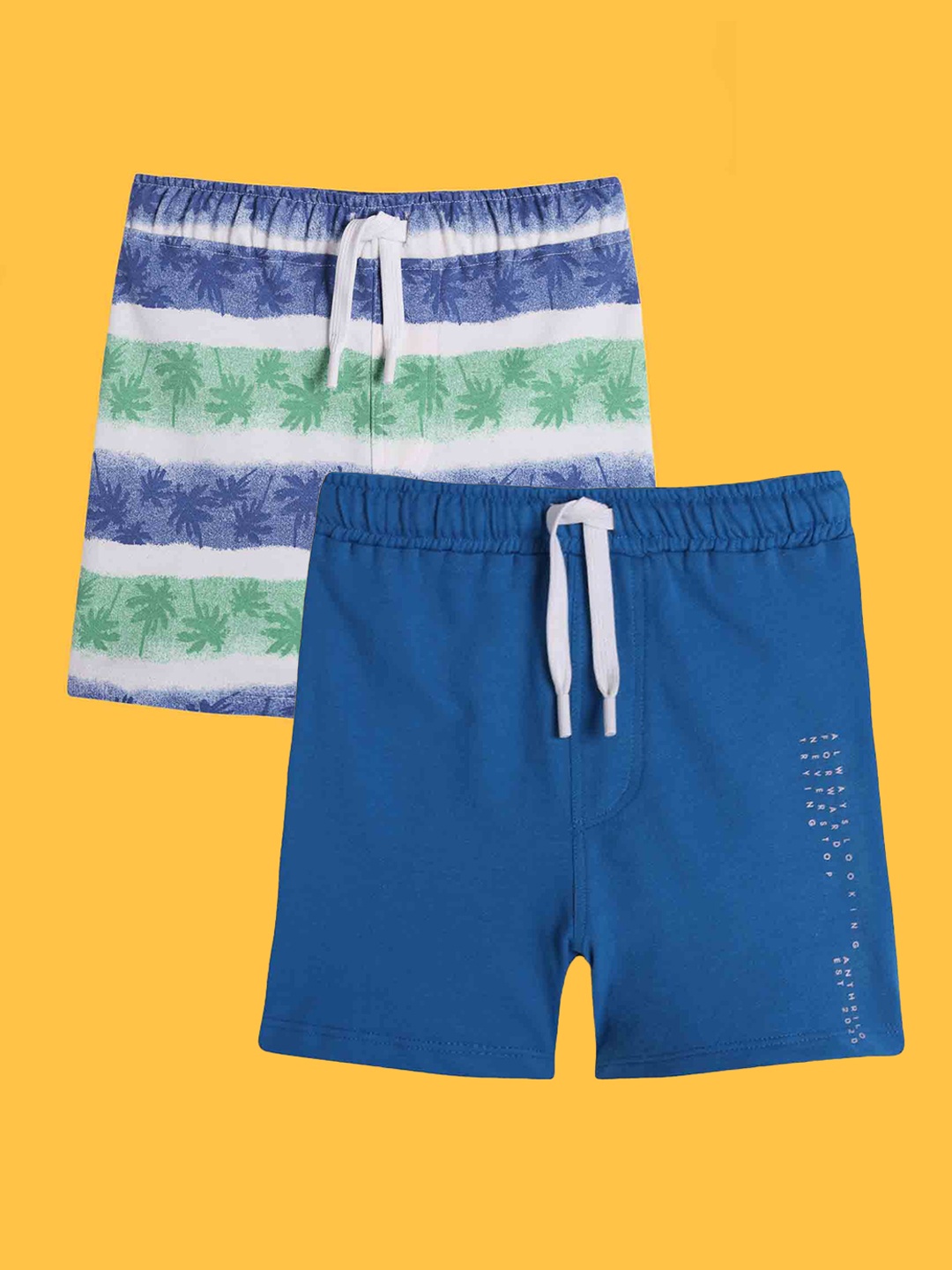 

Anthrilo Boys Pack Of 2 High-Rise Cotton Shorts, Blue