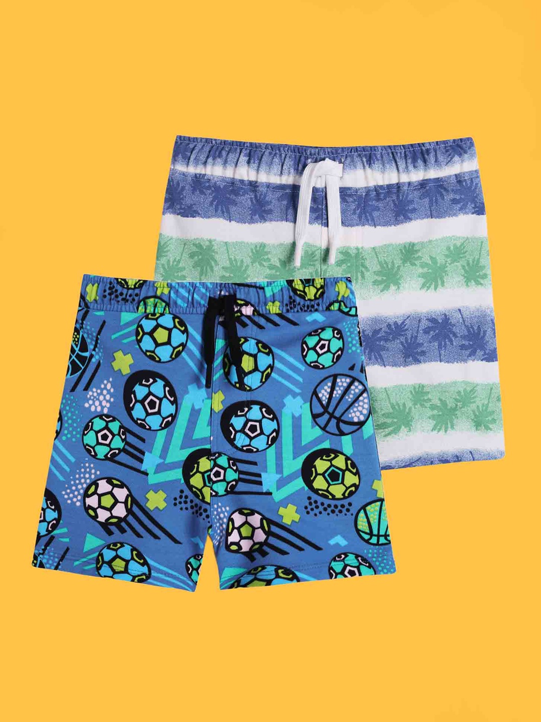 

Anthrilo Boys Pack Of 2 Conversational Printed High-Rise Cotton Shorts, Blue