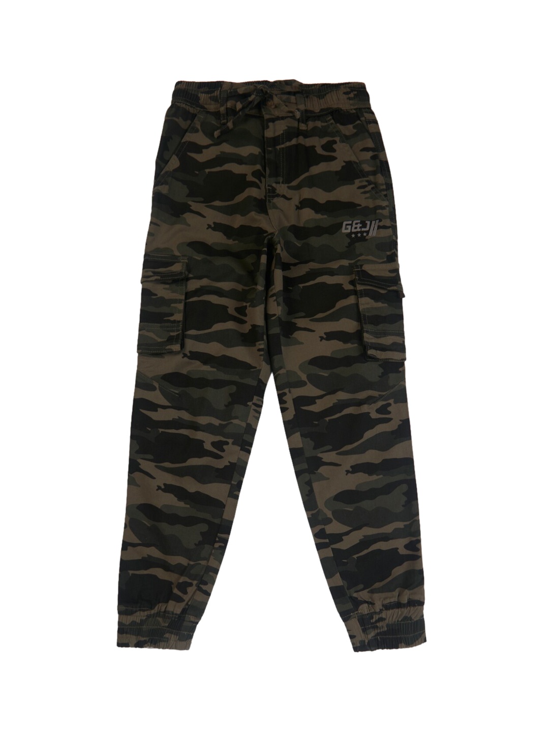 

Gini and Jony Boys Green Camouflage Printed Cargos
