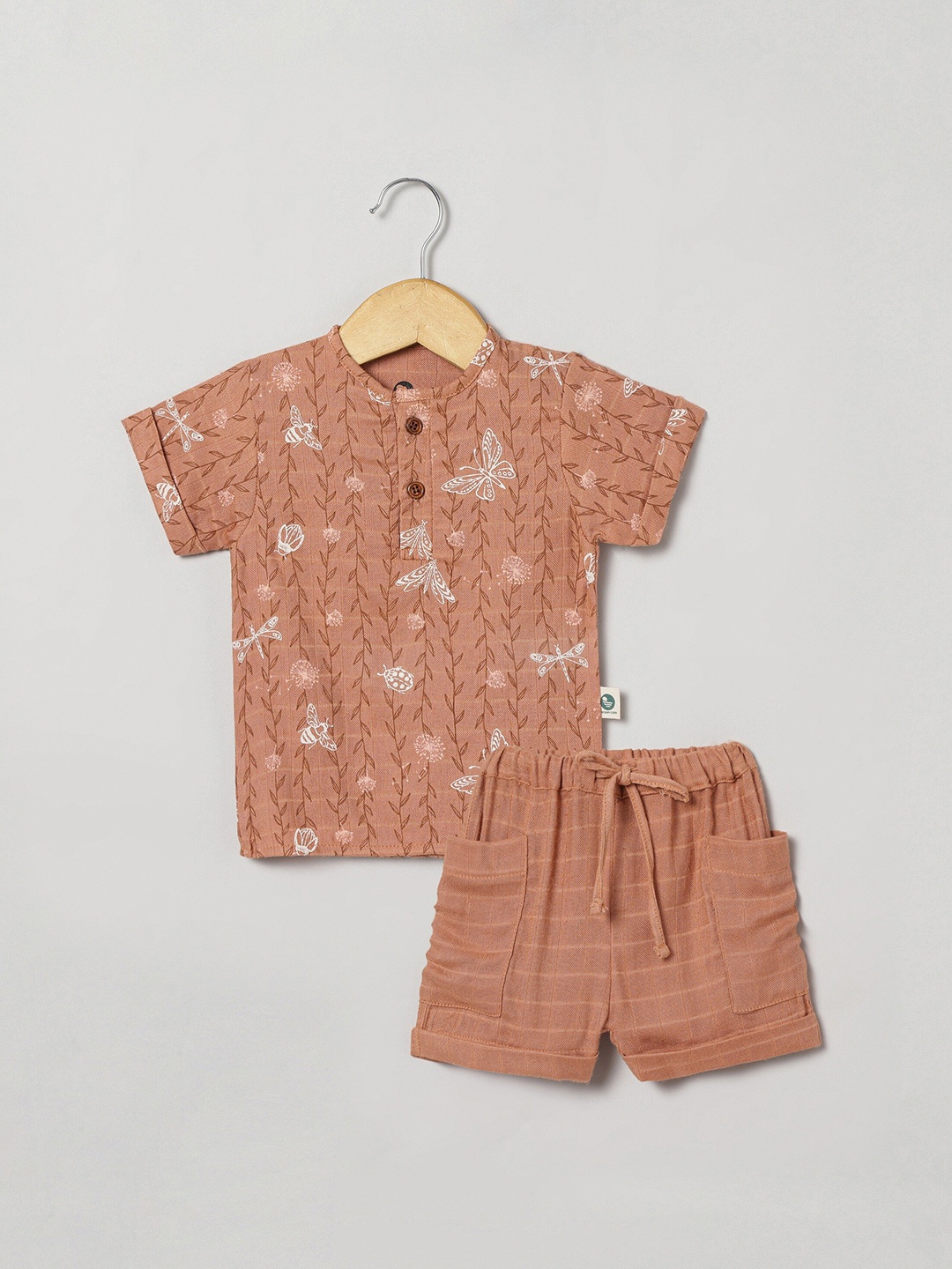 

cocoon care Kids Conversational Printed Bamboo T-shirt With Shorts, Orange