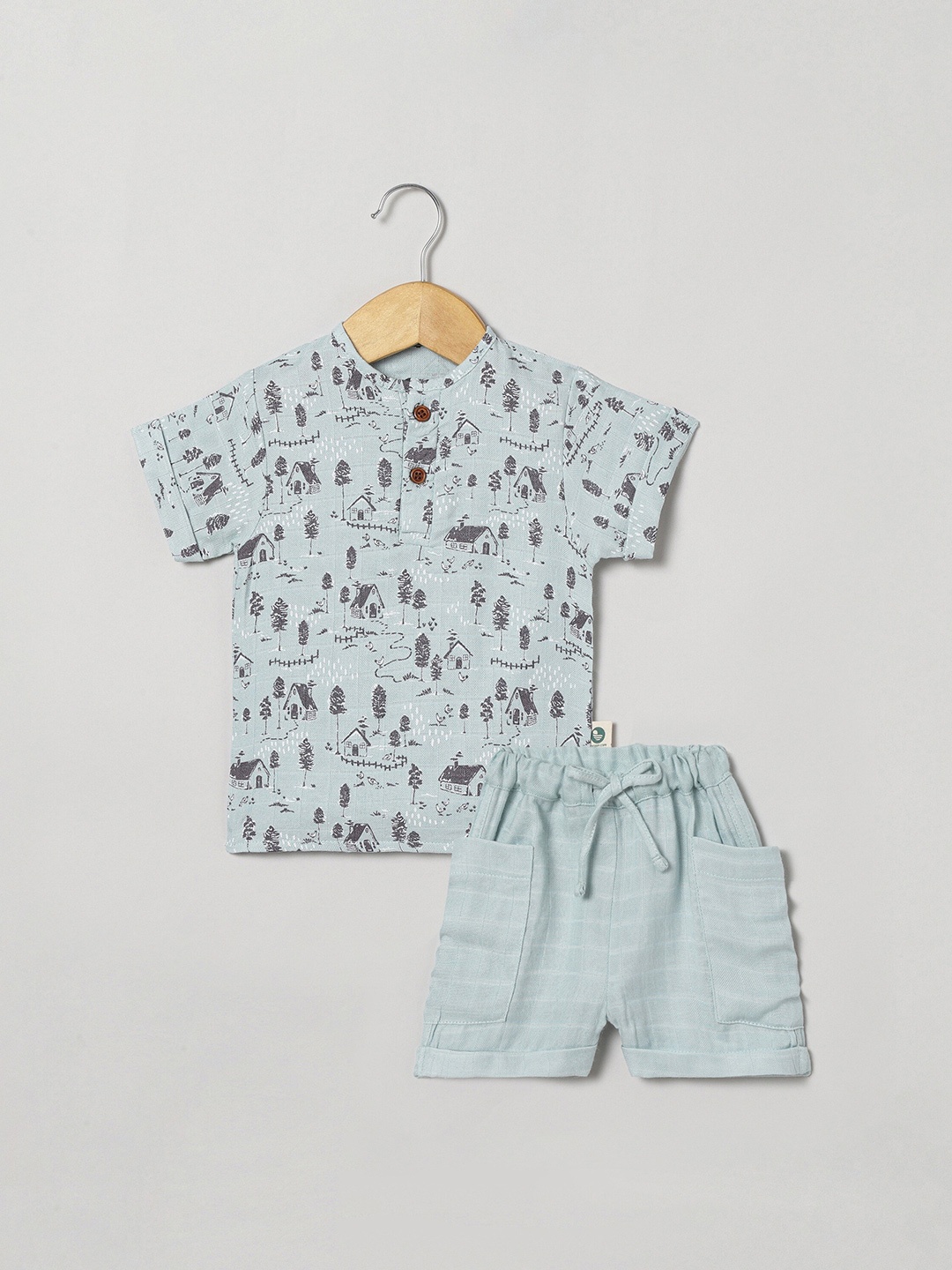 

cocoon care Unisex Kids Conversational Printed T-shirt With Shorts, Blue