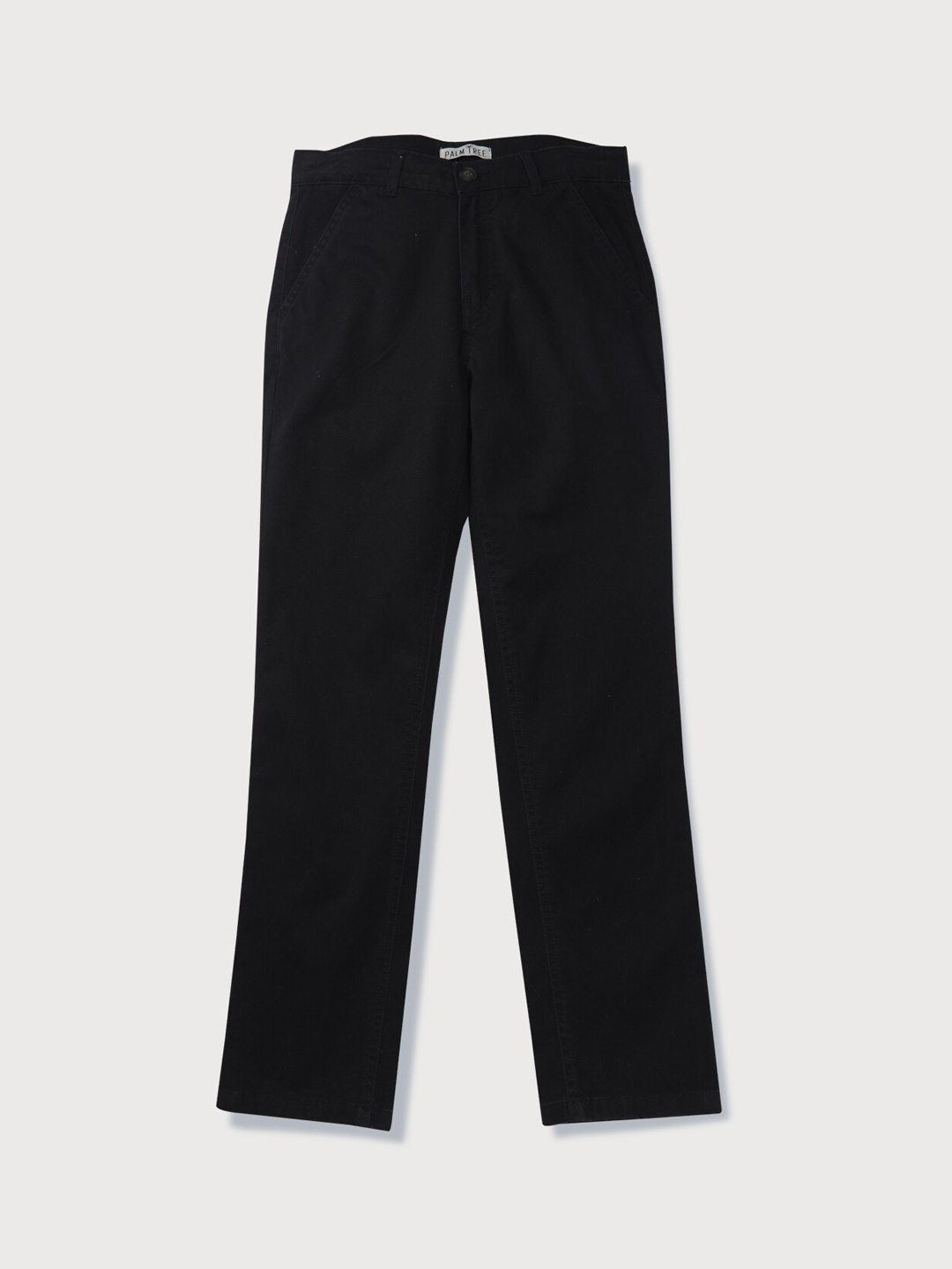 

Palm Tree Boys Mid-Rise Cotton Trousers, Black