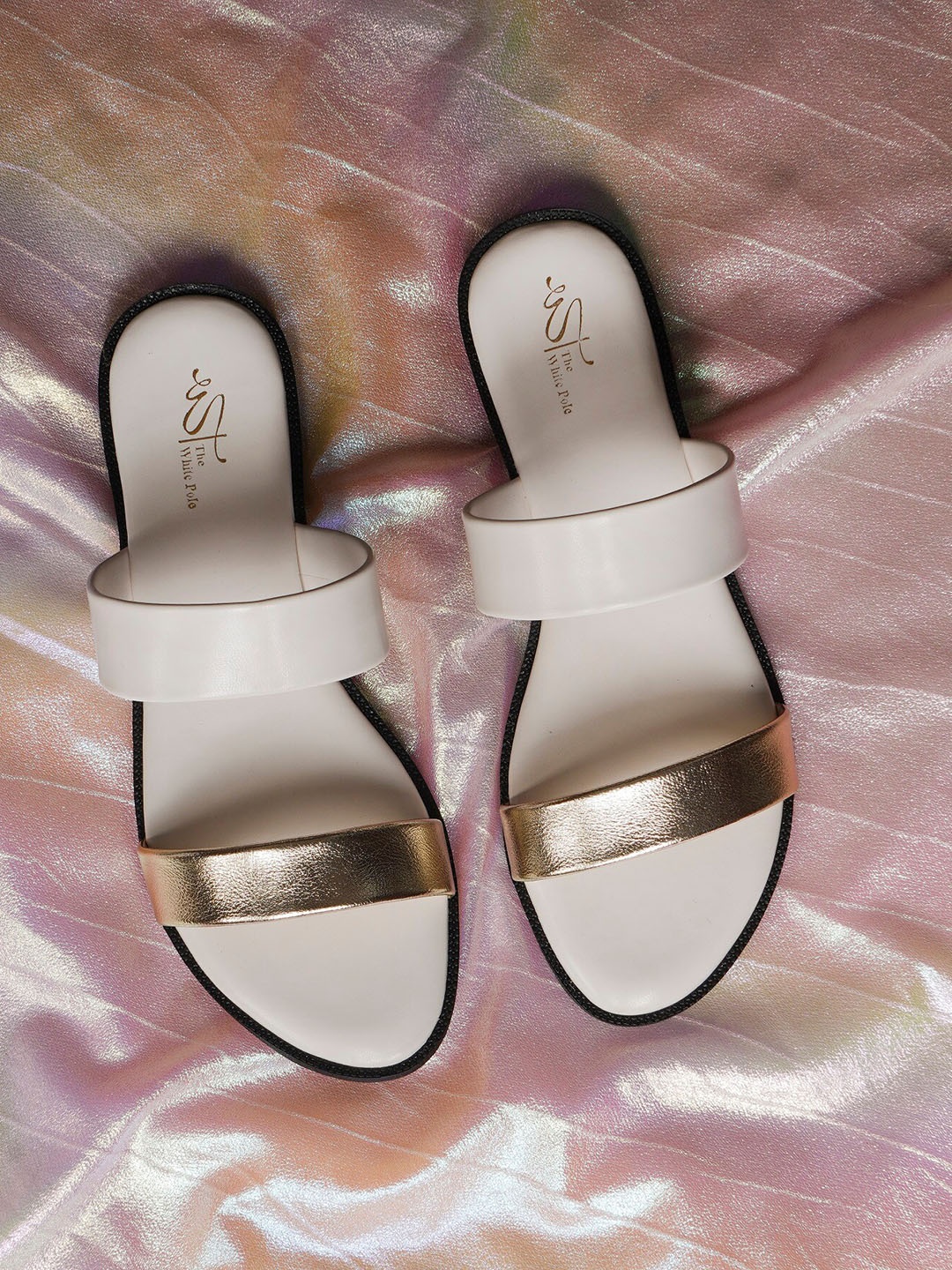 

THE WHITE POLE Double Straps Open Toe Flats