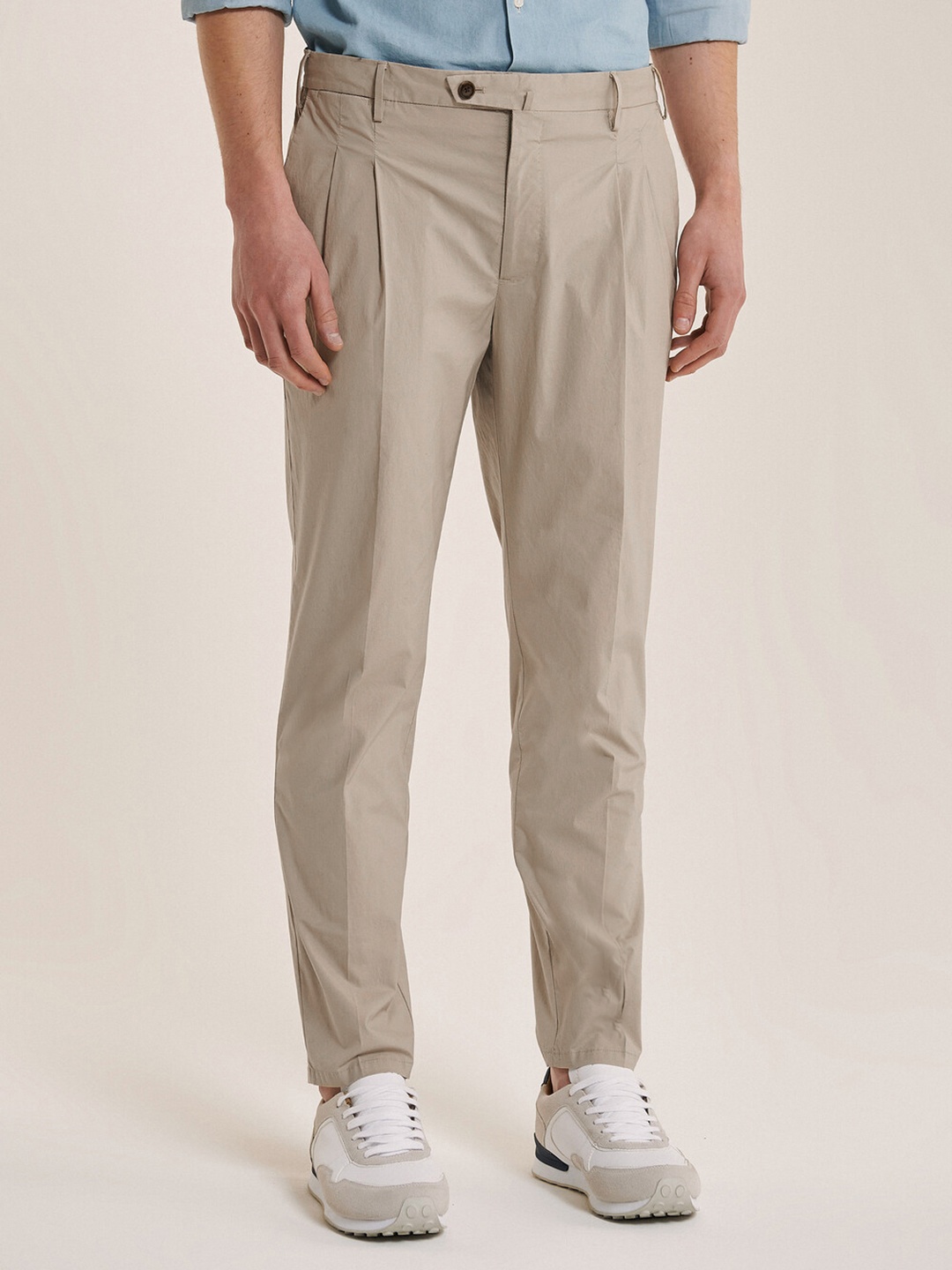 

ALCOTT Men Pleated Regular Trousers, Beige