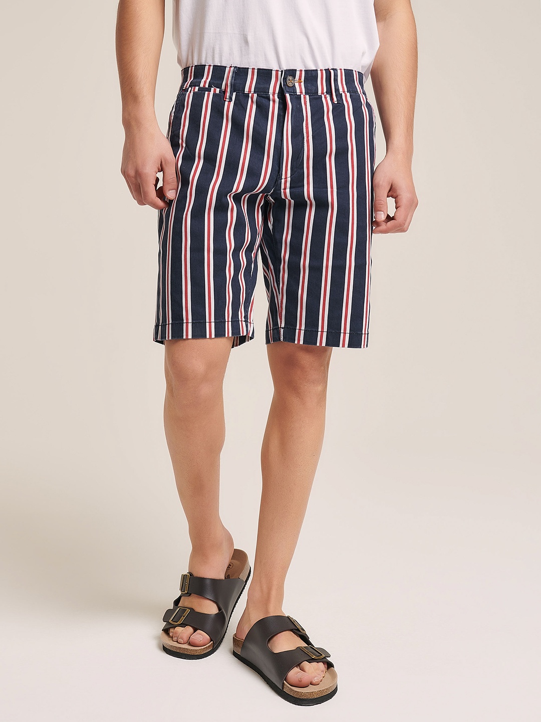 

ALCOTT Striped Chino Shorts, Navy blue