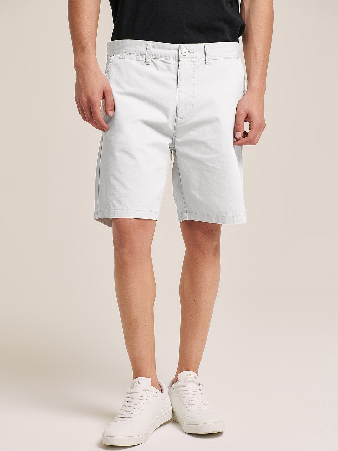 

ALCOTT Men Slim Fit Pure Cotton Chino Shorts, Off white