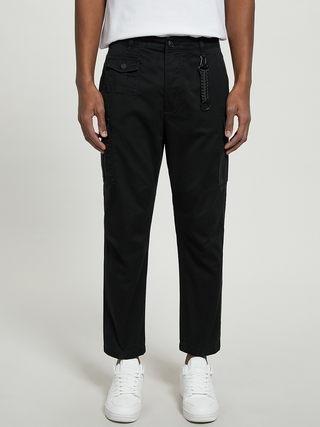 

ALCOTT Men Black Slim Fit Pure Cotton Trousers