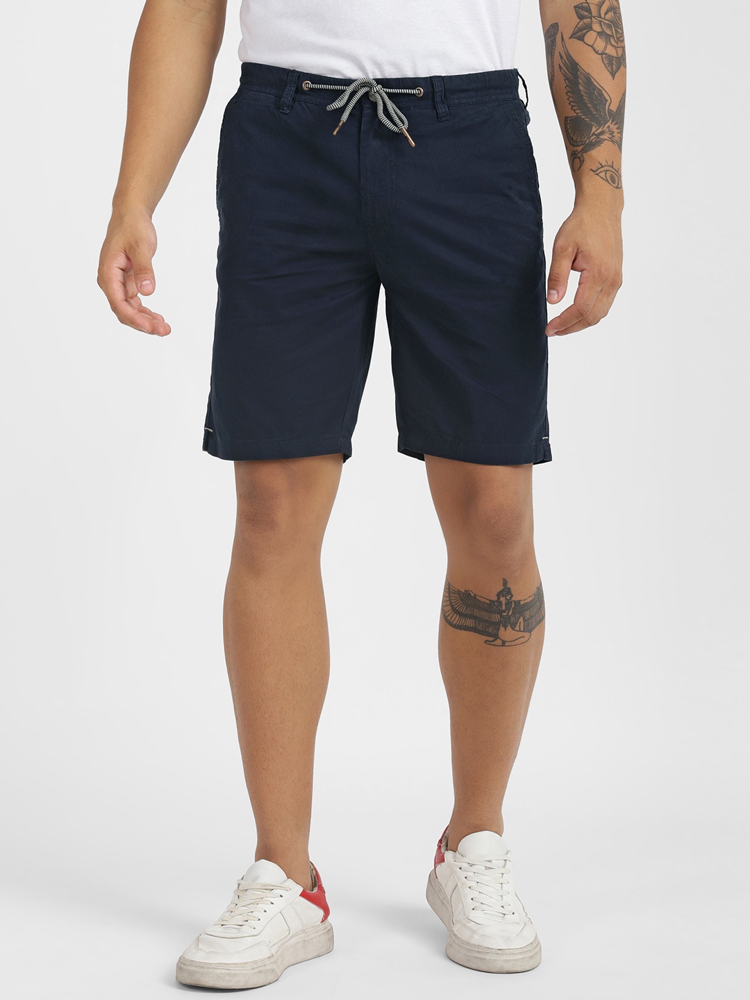 

ALCOTT Men Pure Cotton Regular Shorts, Navy blue