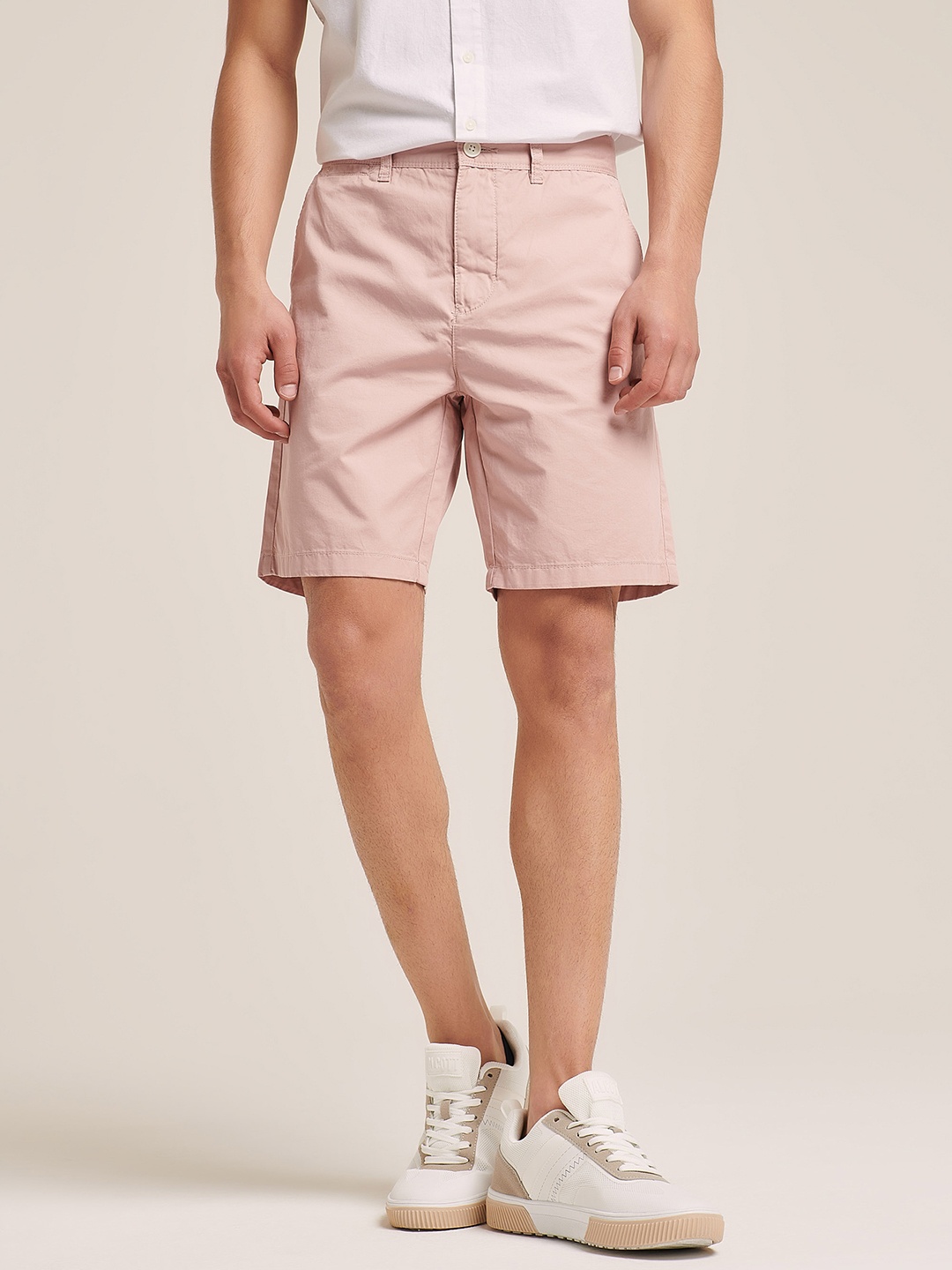 

ALCOTT Men Slim Fit Pure Cotton Chino Shorts, Pink