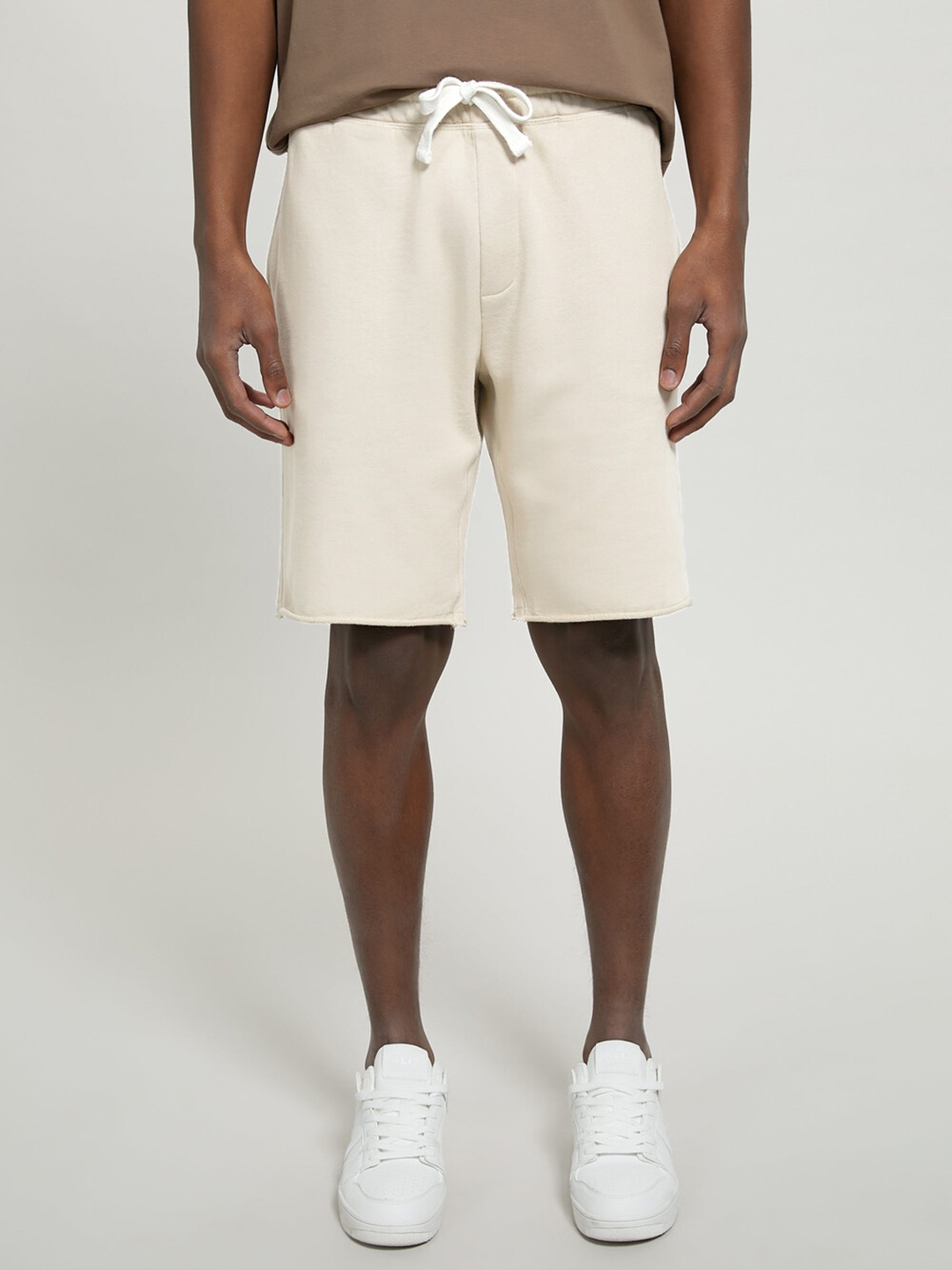 

ALCOTT Men Loose Fit Pure Cotton Shorts, Cream