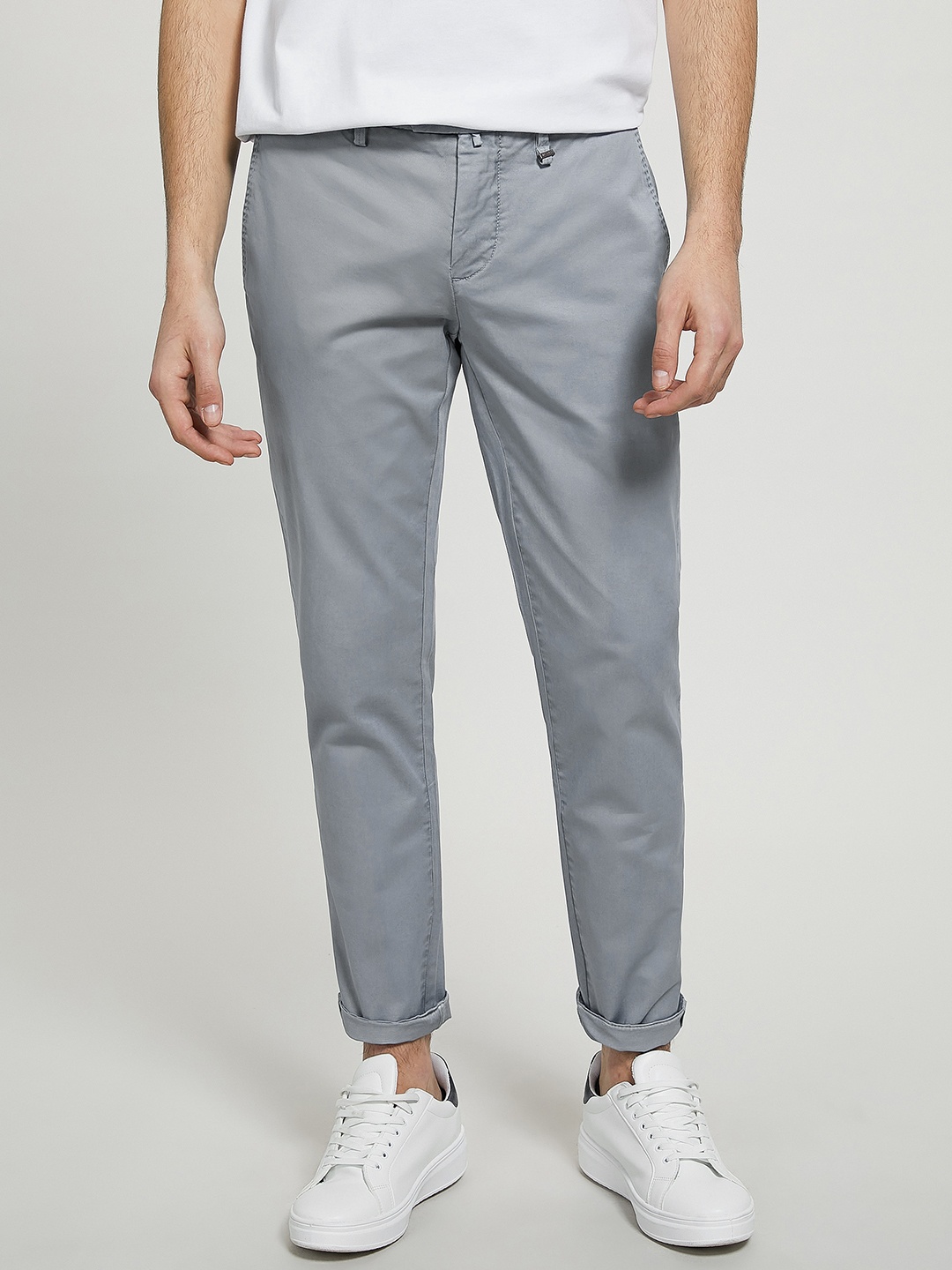 

ALCOTT Men Tapered Fit Cropped Chinos, Blue