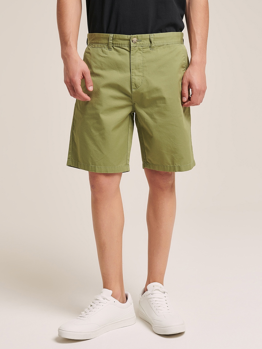 

ALCOTT Men Slim Fit Pure Cotton Chino Shorts, Olive