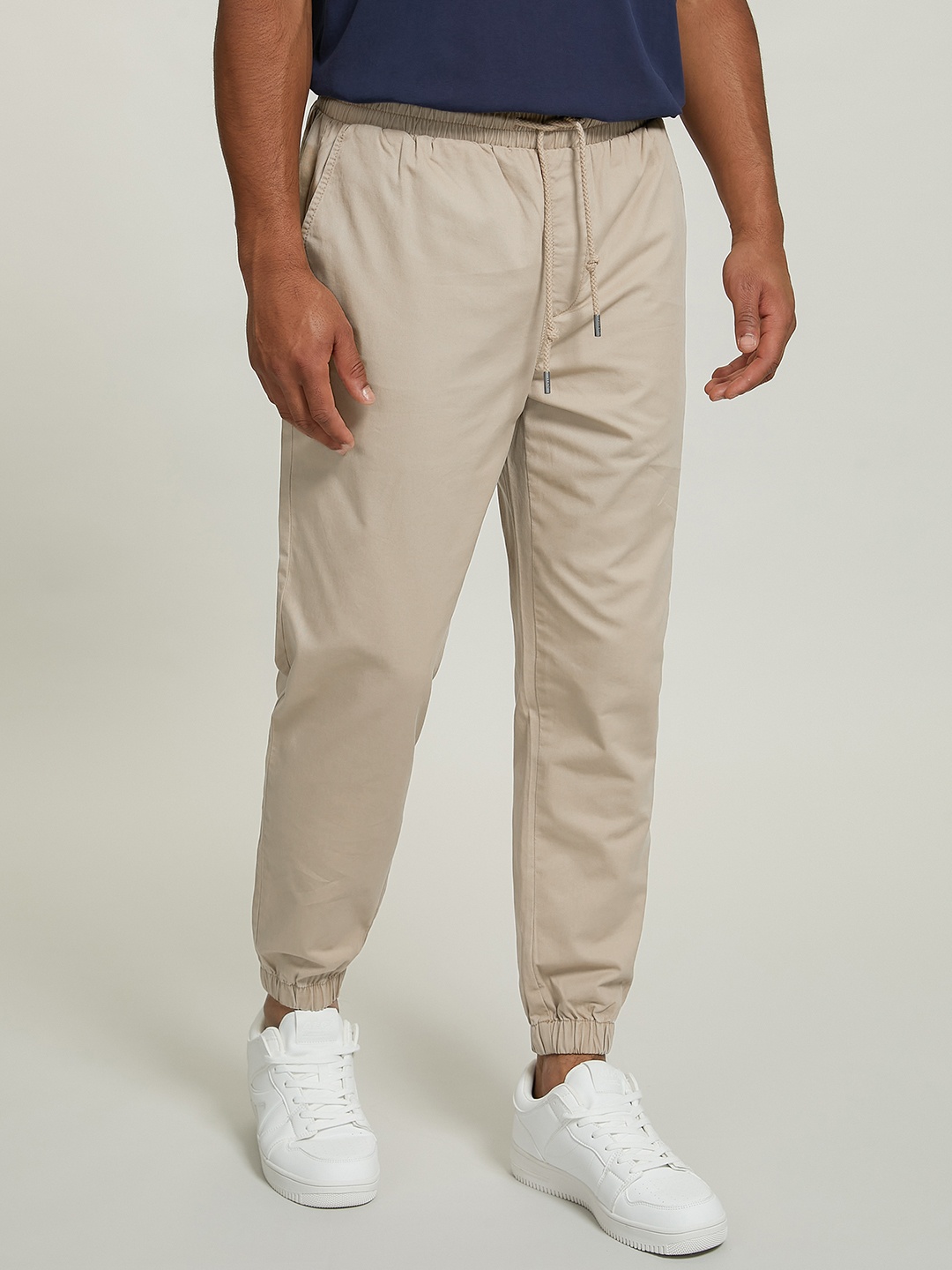 

ALCOTT Men Loose Fit Pure Cotton Joggers, Khaki
