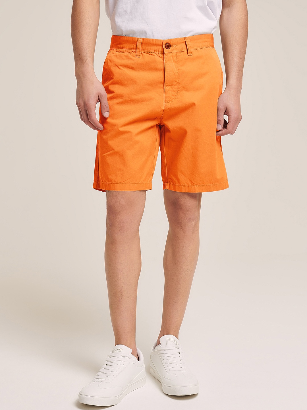 

ALCOTT Men Slim Fit Pure Cotton Chino Shorts, Orange