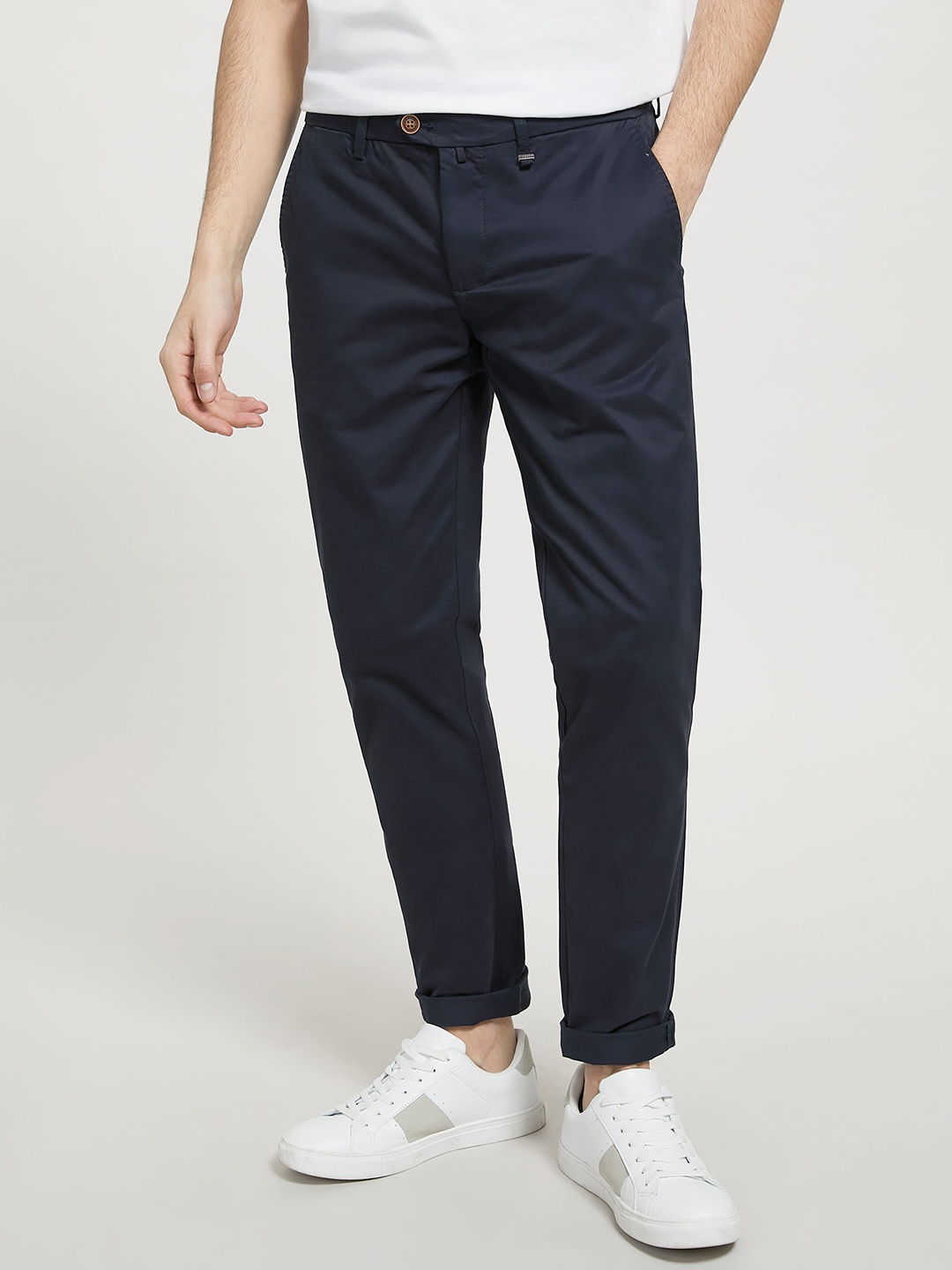 

ALCOTT Men Tapered Fit Chinos, Navy blue