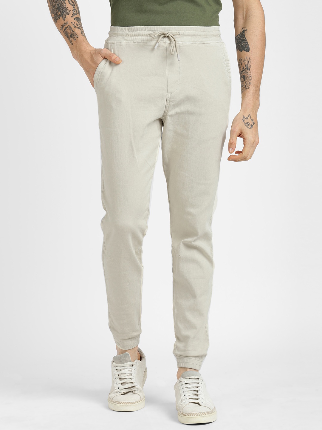 

ALCOTT Men Tapered Fit Joggers, Cream