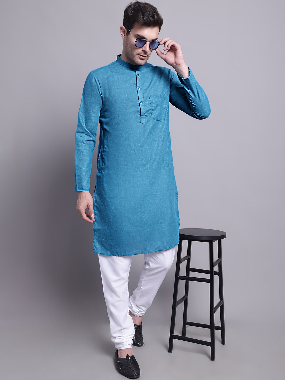 

Jompers Pure Cotton Kurta With Churidar, Blue