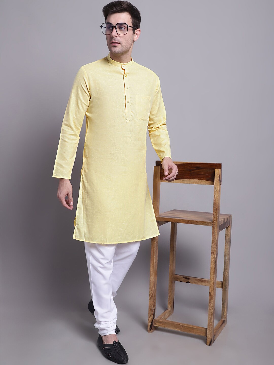 

Jompers Regular Pure Cotton Kurta with Churidar, Yellow