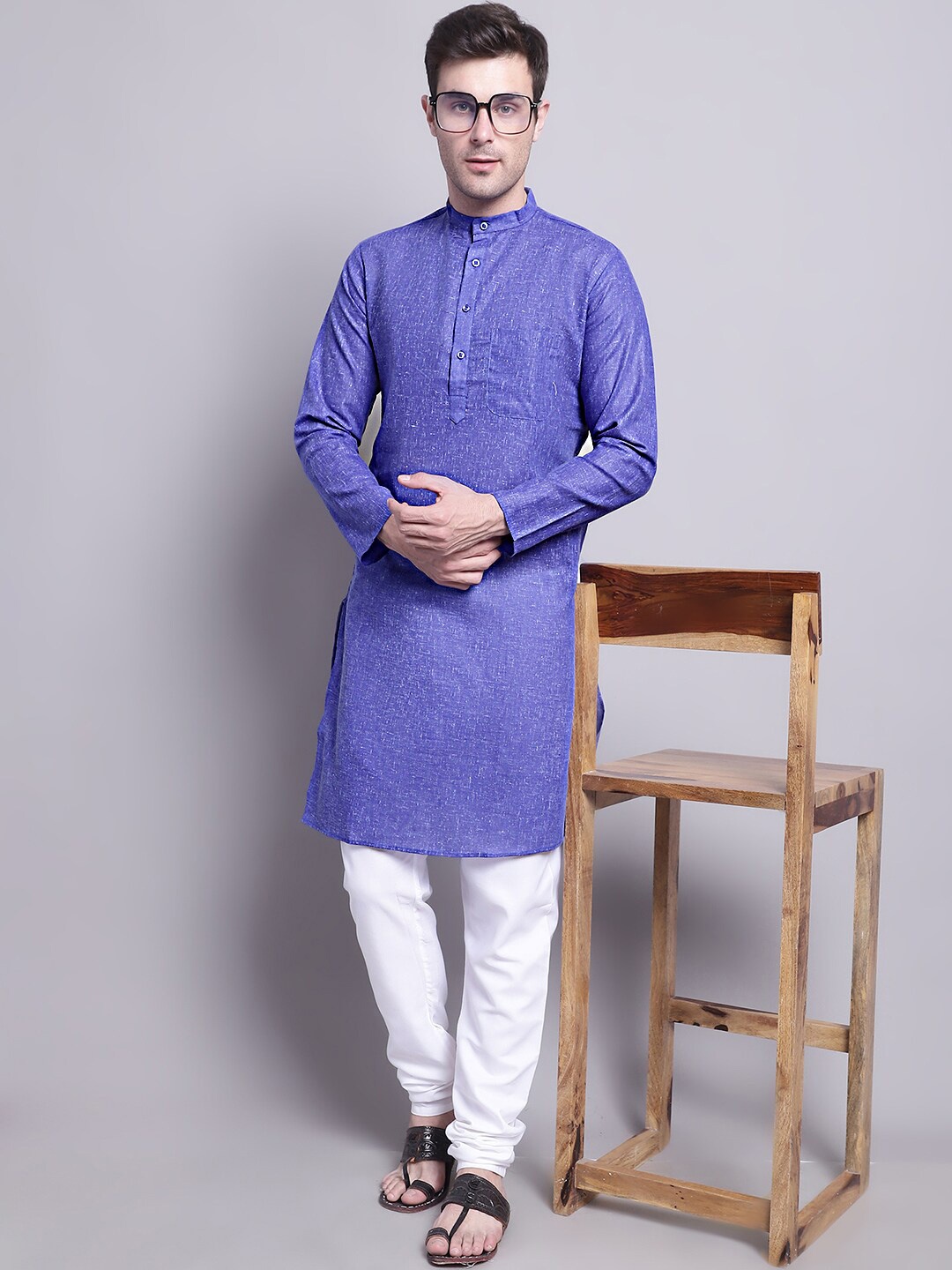 

Jompers Regular Pure Cotton Kurta with Churidar, Blue