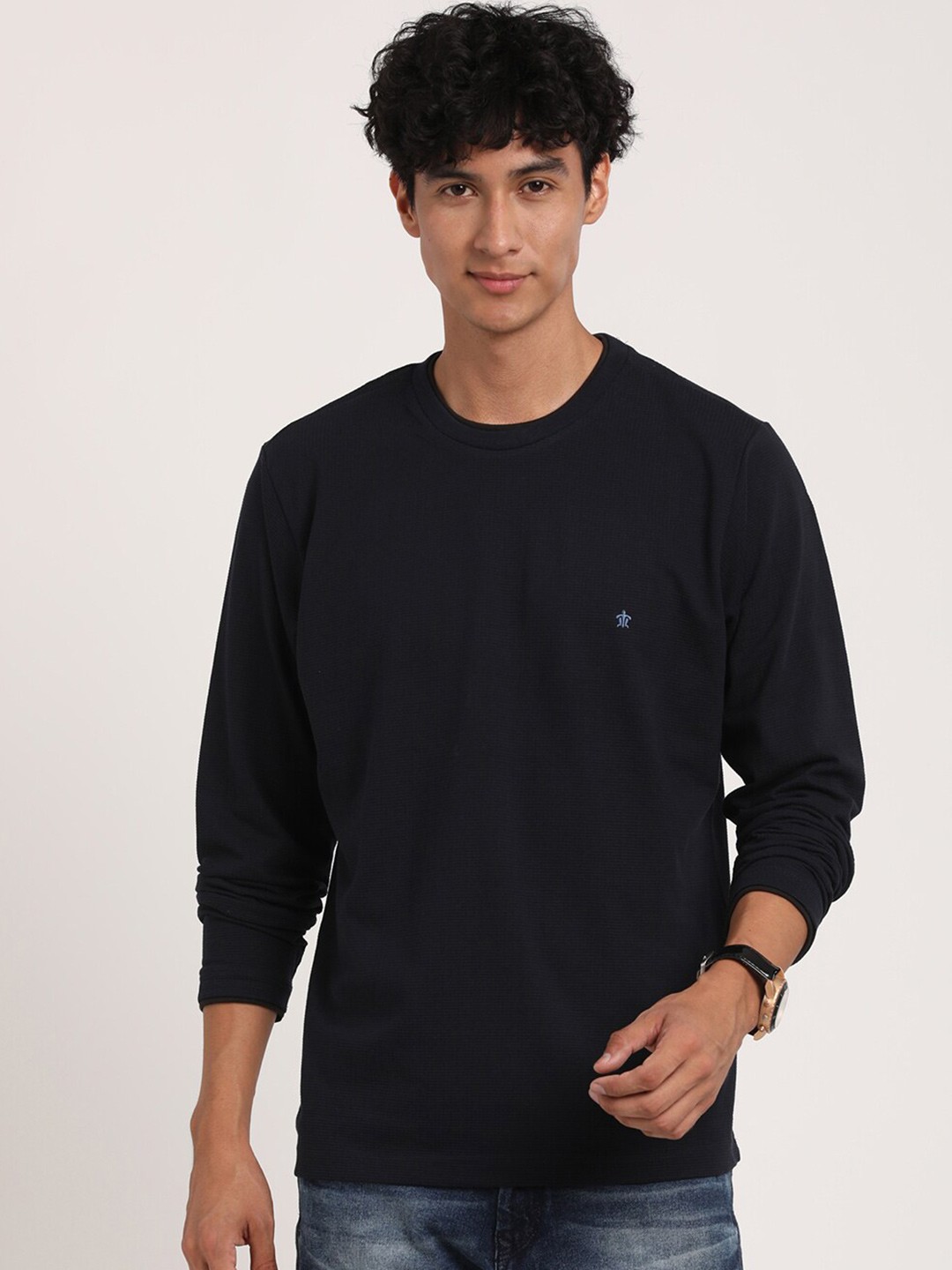 

Turtle Self Design Round Neck Slim Fit Casual T-Shirt, Navy blue