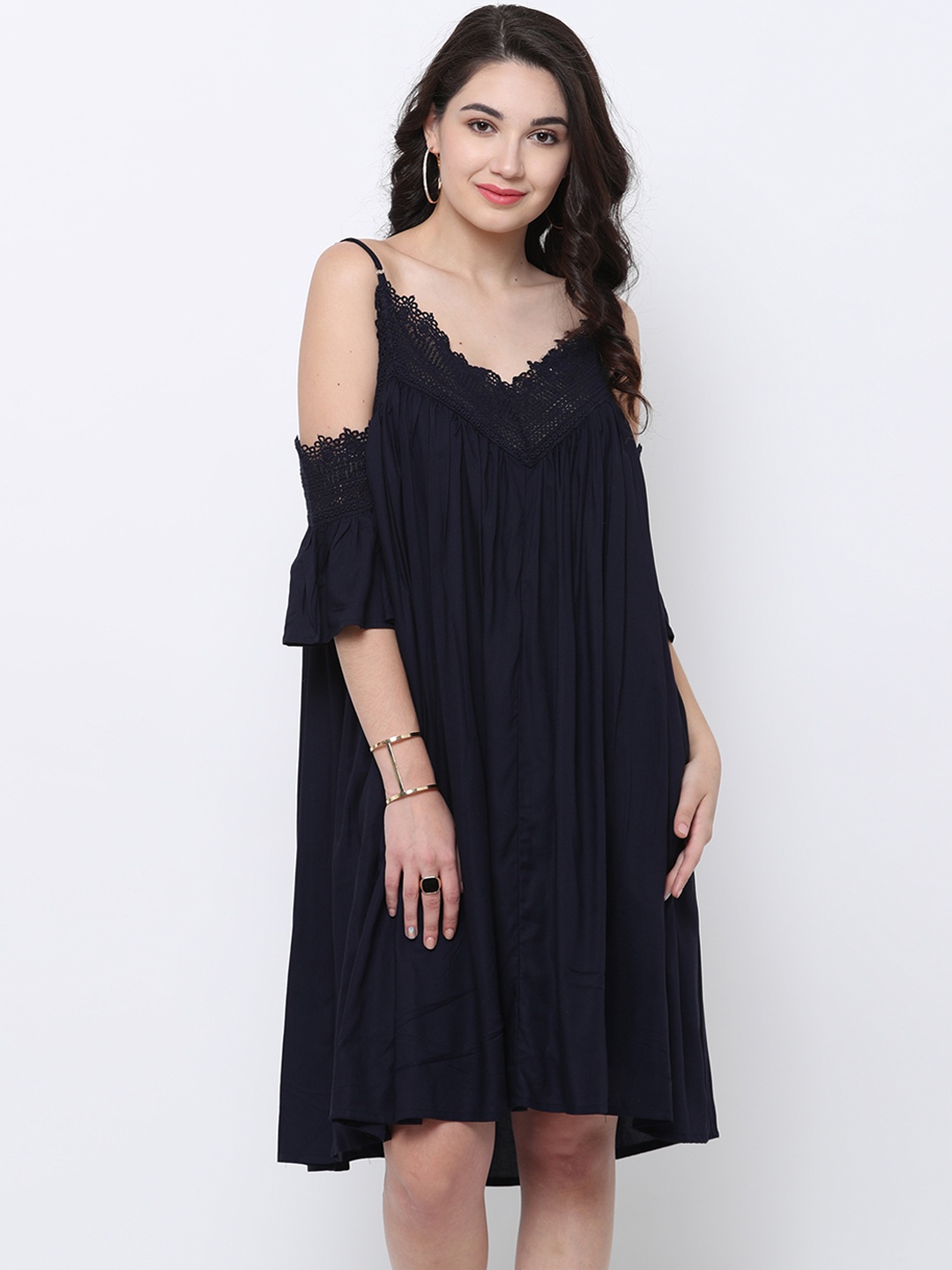 

Tokyo Talkies Women Navy Blue Solid A-Line Dress