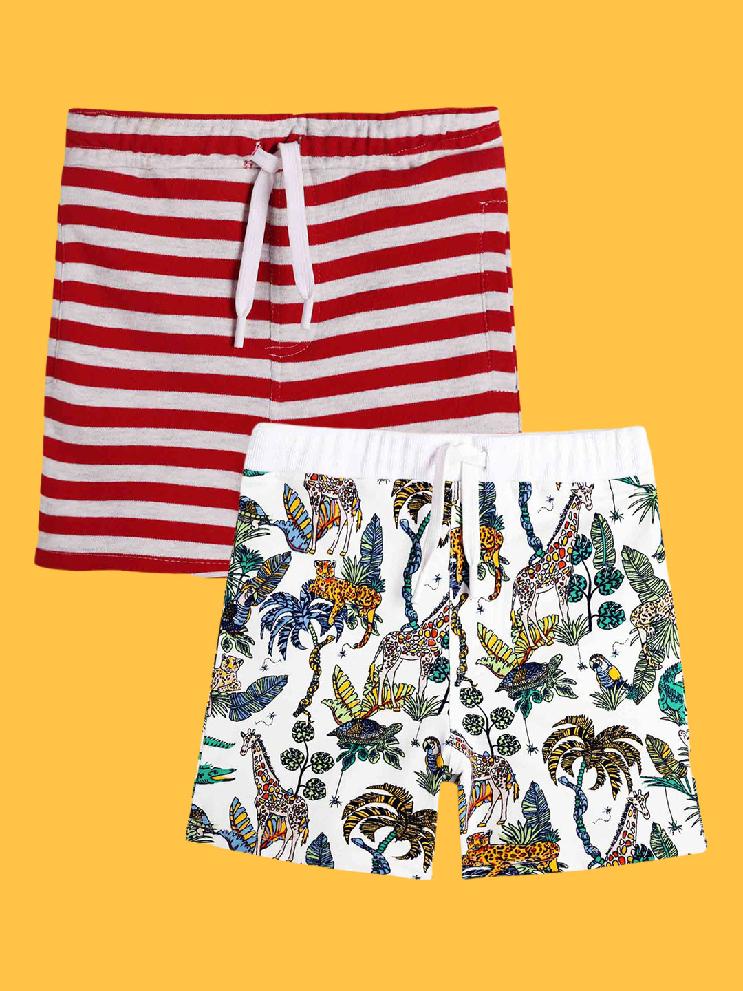 

Anthrilo Boys Pack Of 2 High-Rise Printed Casual Cotton Shorts, White