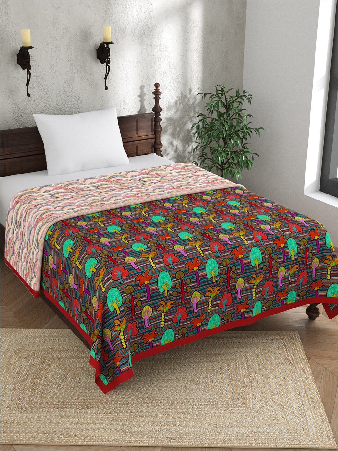 

EverHOME Brown & Green AC Room 120 GSM Cotton Single Bed Dohar