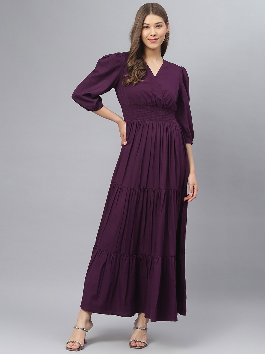 

Femvy Puff Sleeve Maxi Dress, Magenta