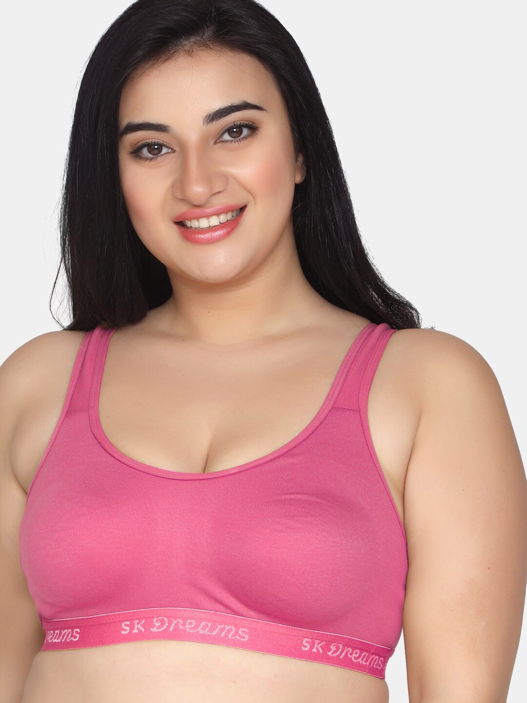 

MAROON All Day Comfort Non Padded Medium Coverage Cotton Workout Bra, Rose