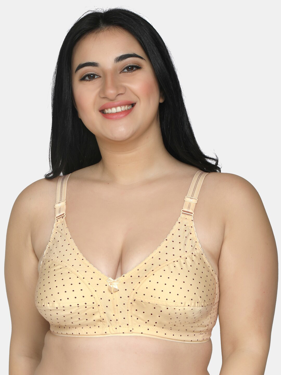 

MAROON Polka Dot Printed Full Coverage All day Comfort Cotton Everyday Bra, Nude