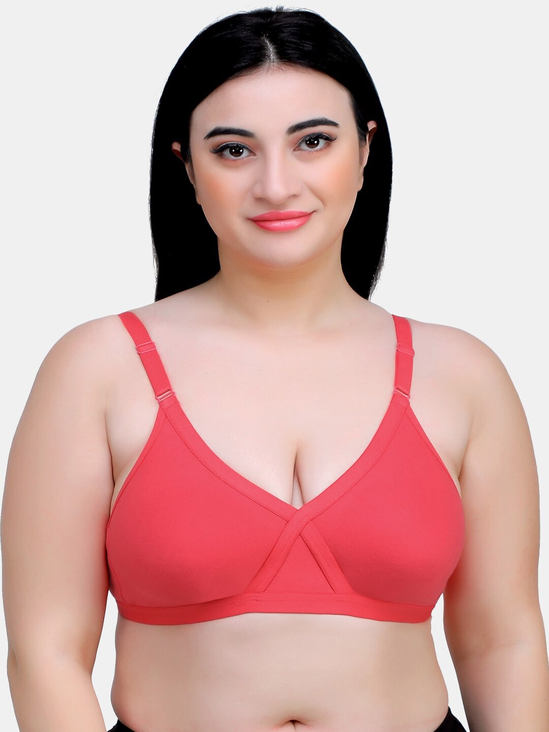 

MAROON Full Coverage Seamless Non Padded Cotton Bra MSK-403-HP, Pink