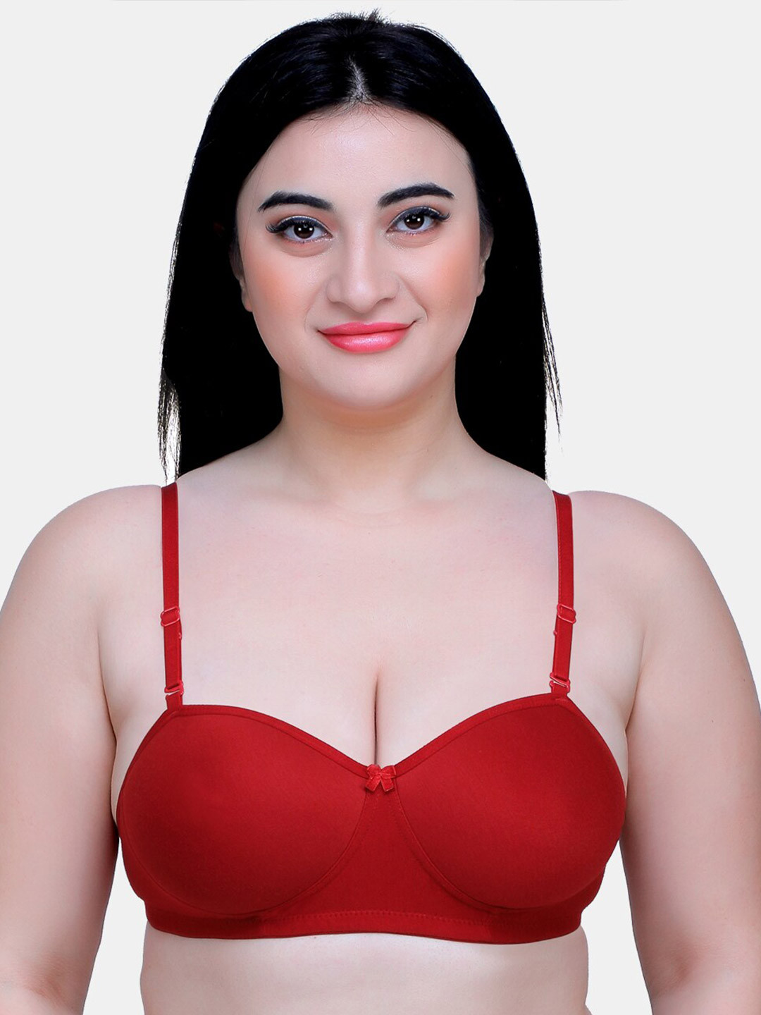 

MAROON Medium Coverage Heavily Padded Supper Support Seamless Cotton T-Shirt Bra