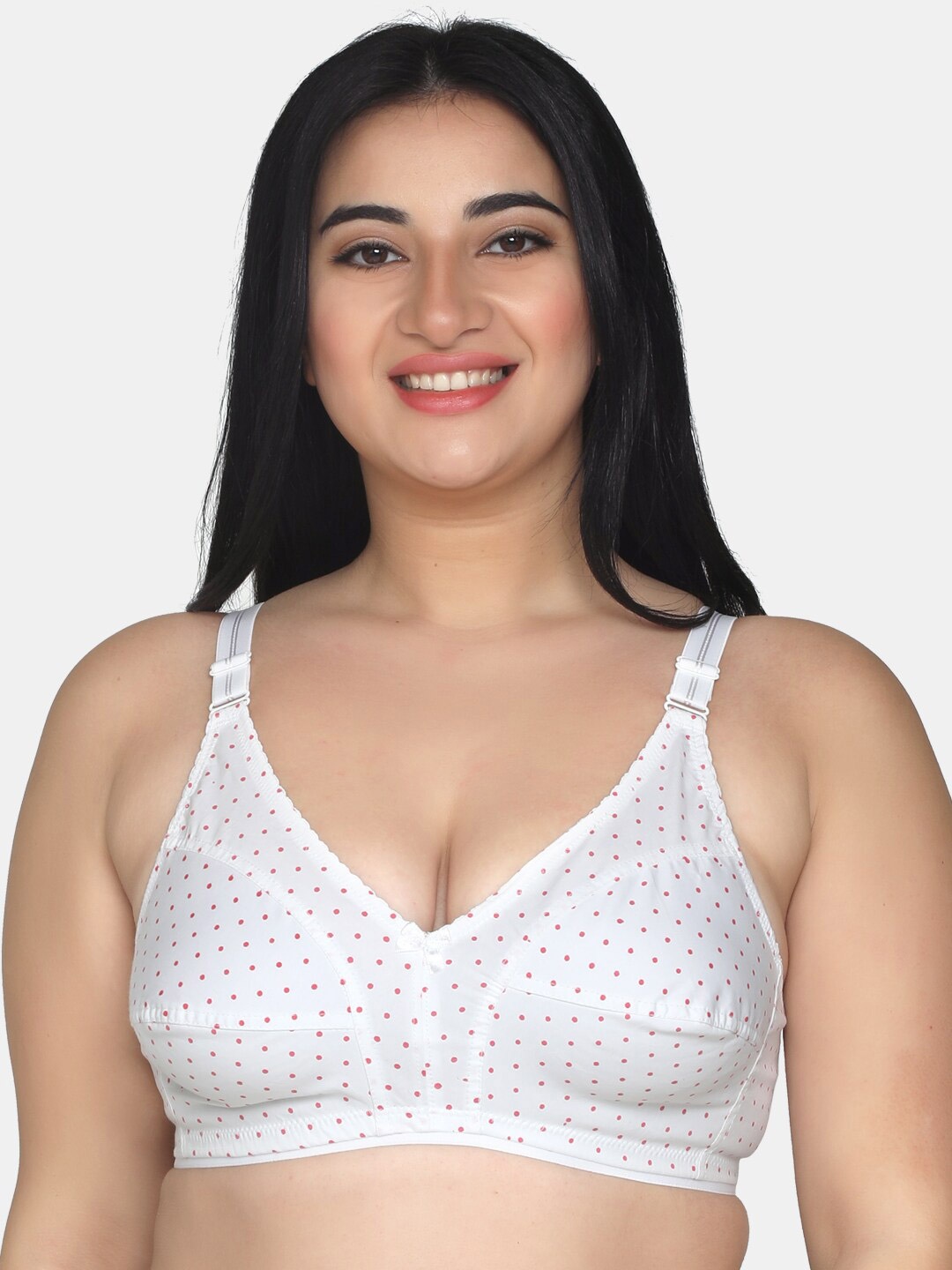 

MAROON Printed All Day Comfort Non Padded Medium Coverage Cotton Everyday Bra, White