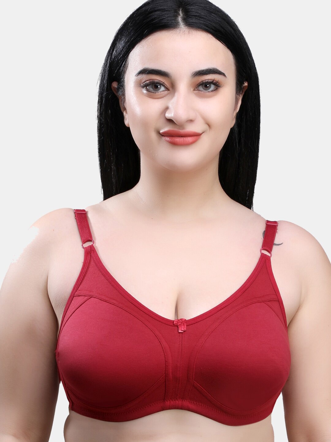 

MAROON All Day Comfort Non Padded Medium Coverage Cotton Everyday Bra