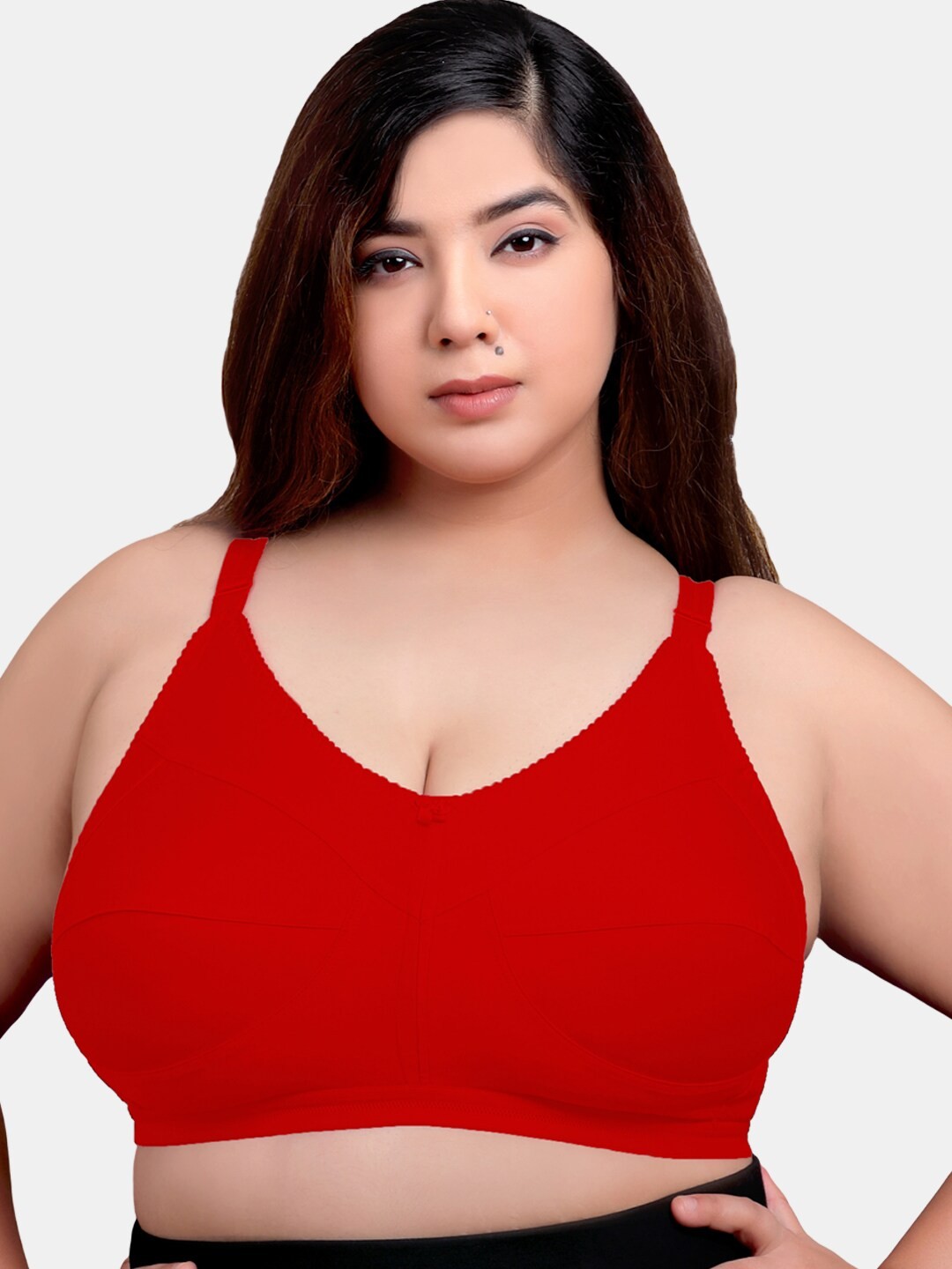 

MAROON Plus Size Full Coverage All Day Comfort Cotton Minimizer Bra, Red