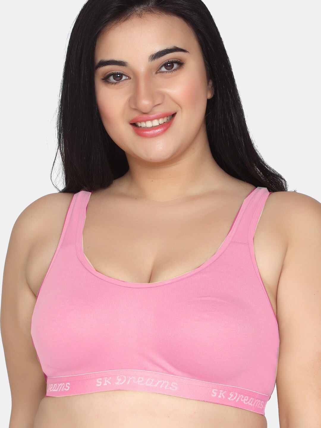 

MAROON All Day Comfort Non Padded Medium Coverage Cotton Workout Bra, Pink