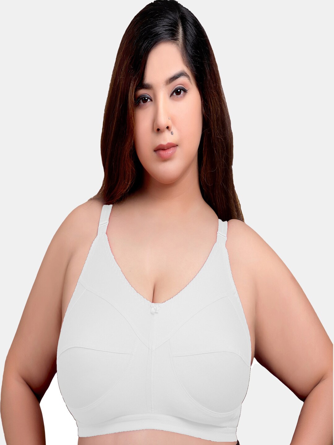 

MAROON Full Coverage Non Padded Bra, White