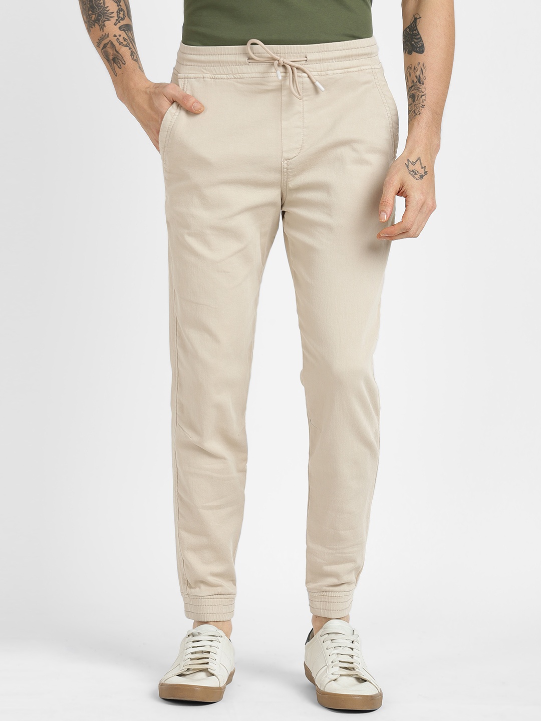 

ALCOTT Men Tapered Fit Joggers, Beige